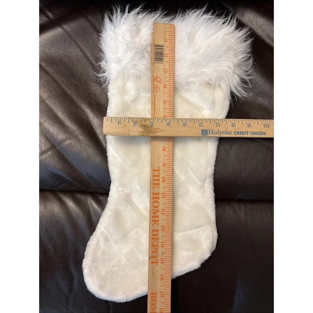 NEW WHITE CHRISTMAS‎ STOCKING WHITE FAUX FUR CUFF TARGET